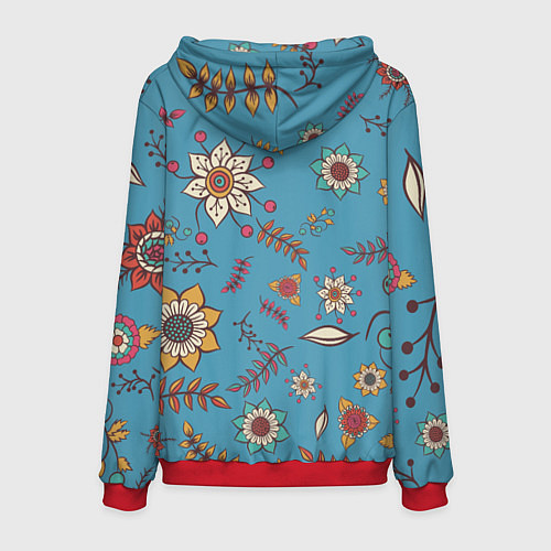 Мужская толстовка Цветочный рай узор / 3D-Красный – фото 2