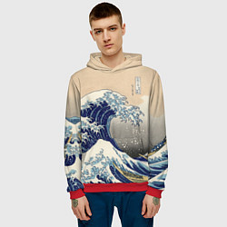 Толстовка-худи мужская Kanagawa Wave Art, цвет: 3D-красный — фото 2