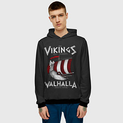 Толстовка-худи мужская Vikings Valhalla, цвет: 3D-черный — фото 2