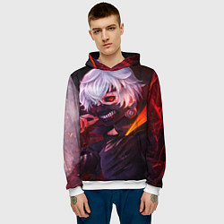 Толстовка-худи мужская Токийский Гуль, цвет: 3D-белый — фото 2