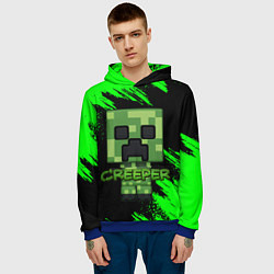 Толстовка-худи мужская MINECRAFT CREEPER, цвет: 3D-синий — фото 2