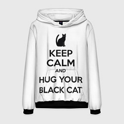 Толстовка-худи мужская Обними своего черного кота, цвет: 3D-черный