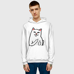 Толстовка-худи мужская Meme Cat, цвет: 3D-белый — фото 2