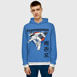 Толстовка-худи мужская Taekwondo, цвет: 3D-белый — фото 2