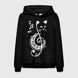 Толстовка-худи мужская Музыкальный кот, цвет: 3D-черный