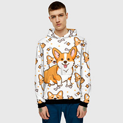 Толстовка-худи мужская Корги, цвет: 3D-черный — фото 2