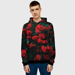 Толстовка-худи мужская Розы, цвет: 3D-черный — фото 2