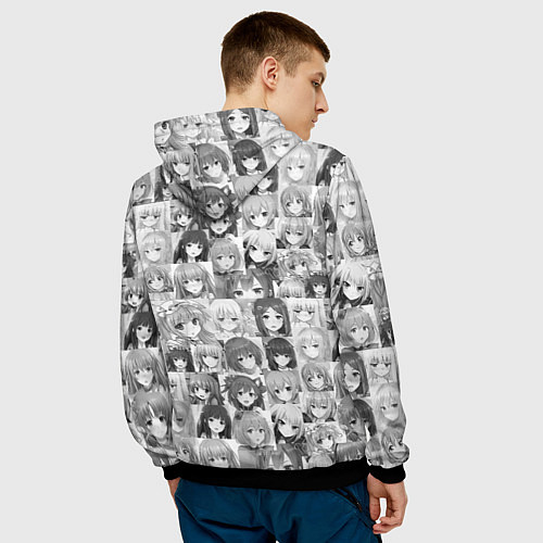 Мужская толстовка Аниме девушки / 3D-Черный – фото 4