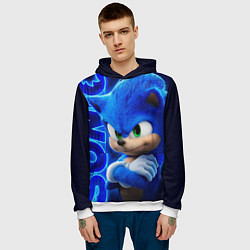 Толстовка-худи мужская SONIC, цвет: 3D-белый — фото 2