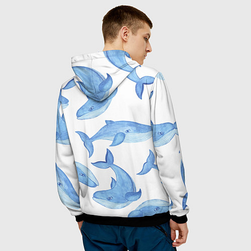 Мужская толстовка Косяк китов / 3D-Черный – фото 4