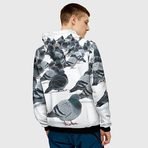 Мужская толстовка Голуби / 3D-Черный – фото 4