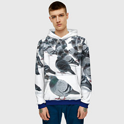 Толстовка-худи мужская Голуби, цвет: 3D-синий — фото 2