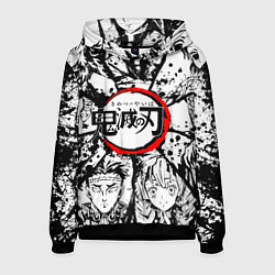Мужская толстовка Kimetsu no yaiba чернобелый аниме коллаж