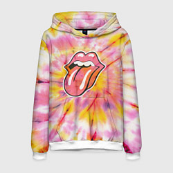 Толстовка-худи мужская Rolling Stones tie-dye, цвет: 3D-белый