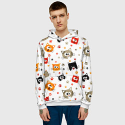 Толстовка-худи мужская Котики с лапками, цвет: 3D-белый — фото 2