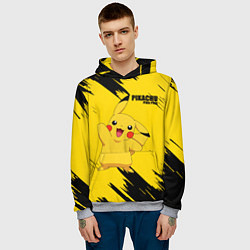Толстовка-худи мужская PIKACHU: PIKA PIKA, цвет: 3D-меланж — фото 2
