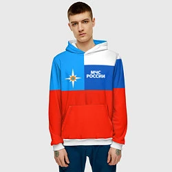 Толстовка-худи мужская Флаг МЧС России, цвет: 3D-белый — фото 2