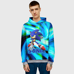 Толстовка-худи мужская Sonic, цвет: 3D-меланж — фото 2