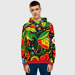 Толстовка-худи мужская Цветы, цвет: 3D-красный — фото 2