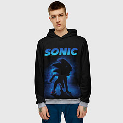 Толстовка-худи мужская Sonic in shadow, цвет: 3D-меланж — фото 2