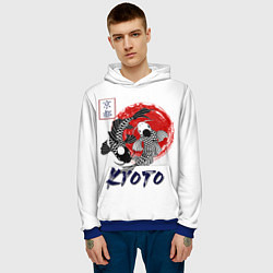 Толстовка-худи мужская Карпы Кои Киото, цвет: 3D-синий — фото 2