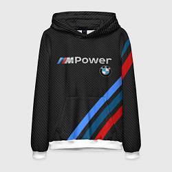 Толстовка-худи мужская BMW POWER CARBON, цвет: 3D-белый