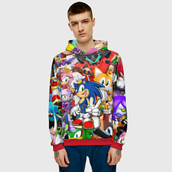 Толстовка-худи мужская Sonic ПЕРСОНАЖИ, цвет: 3D-красный — фото 2
