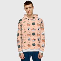 Толстовка-худи мужская Суши, цвет: 3D-белый — фото 2