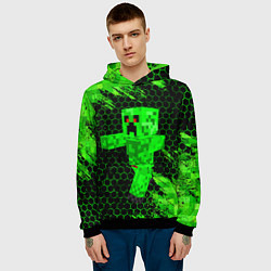 Толстовка-худи мужская MINECRAFT CREEPER, цвет: 3D-черный — фото 2