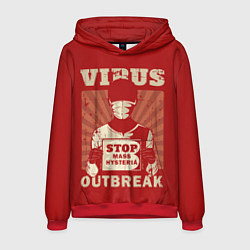 Толстовка-худи мужская Virus Outbreak, цвет: 3D-красный