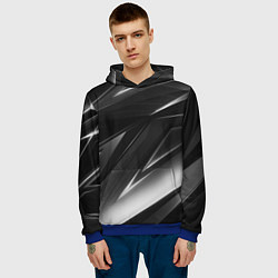 Толстовка-худи мужская GEOMETRY STRIPES BLACK & WHITE, цвет: 3D-синий — фото 2