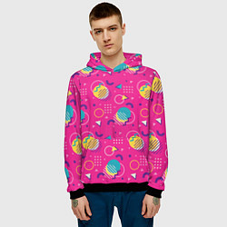 Толстовка-худи мужская Memphis 80s funky art, цвет: 3D-черный — фото 2