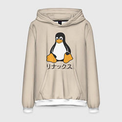 Толстовка-худи мужская Linux, цвет: 3D-белый