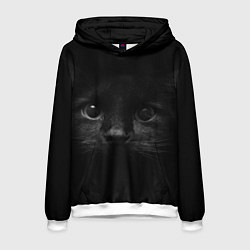 Толстовка-худи мужская Чёрный кот, цвет: 3D-белый