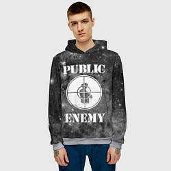 Толстовка-худи мужская PUBLIC ENEMY, цвет: 3D-меланж — фото 2