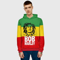 Толстовка-худи мужская Bob Marley, цвет: 3D-красный — фото 2