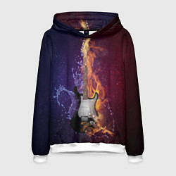 Толстовка-худи мужская Гитара огня, цвет: 3D-белый