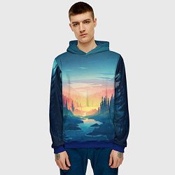 Толстовка-худи мужская Природа, цвет: 3D-синий — фото 2