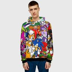 Толстовка-худи мужская Sonic, цвет: 3D-черный — фото 2