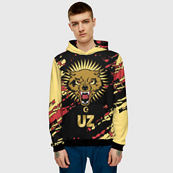 Толстовка-худи мужская Узбекистан - агрессивный волк, цвет: 3D-черный — фото 2