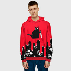 Толстовка-худи мужская WHAT CAT, цвет: 3D-красный — фото 2