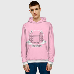 Толстовка-худи мужская Лондон London Tower bridge, цвет: 3D-белый — фото 2