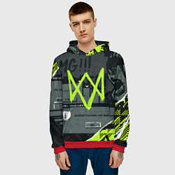 Толстовка-худи мужская WATCH DOGS: LEGION, цвет: 3D-красный — фото 2