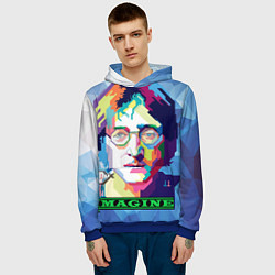 Толстовка-худи мужская Джон Леннон Imagine, цвет: 3D-синий — фото 2