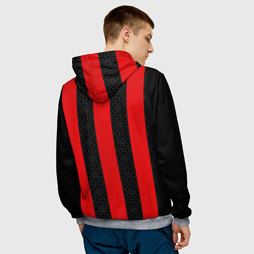 Мужская толстовка AC MILAN 2021 - ДОМАШНЯЯ / 3D-Меланж – фото 4