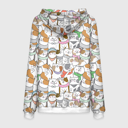 Мужская толстовка Большая семья котиков / 3D-Белый – фото 2