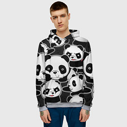 Толстовка-худи мужская Смешные панды, цвет: 3D-меланж — фото 2