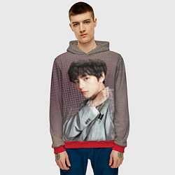 Толстовка-худи мужская BTS Ким Тэ Хён, цвет: 3D-красный — фото 2