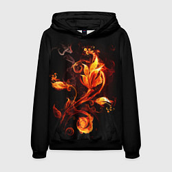 Толстовка-худи мужская Огненный цветок, цвет: 3D-черный