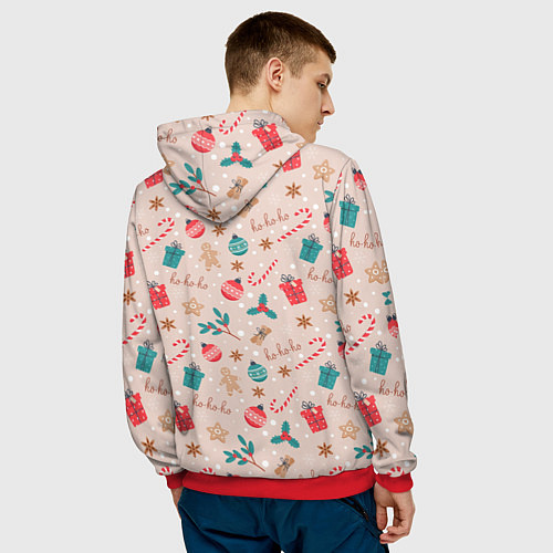 Мужская толстовка Christmas Background / 3D-Красный – фото 4